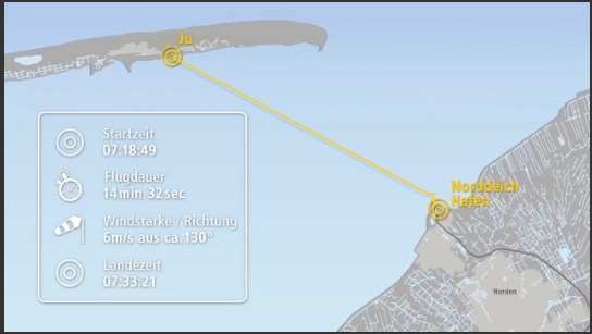 DHL Paketkopter 2.0 Flugstrecke Norddeich-Juist